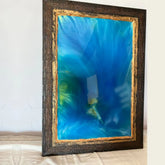 Resin Blue Abstract Art Frame with Wooden Border